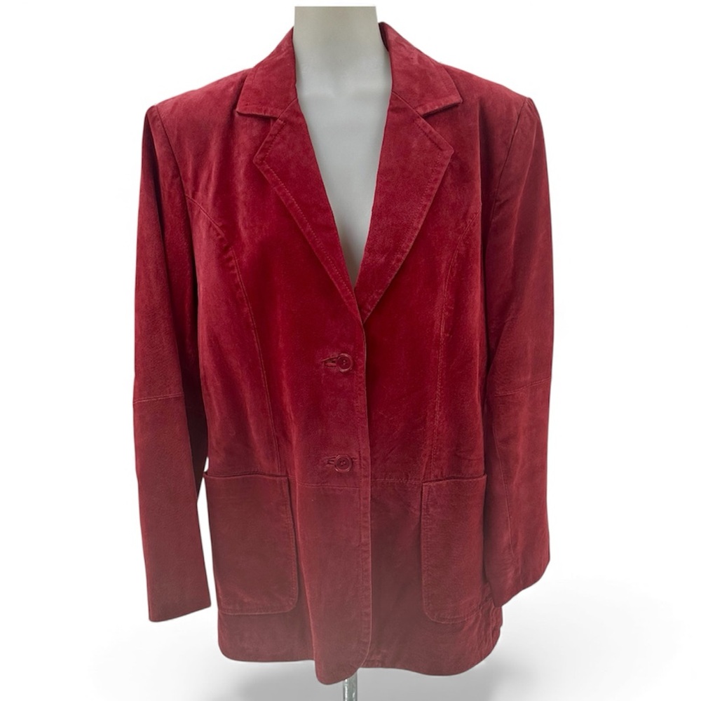 Vintage 90s St. John's Bay Women's Suede Leather Blazer Jacket Rust Size Large